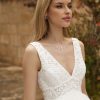 Umstands Brautkleid mit Spitzentop und fließendem Chiffonrock in A-Linie