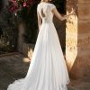 Rückenansicht des Vintage Brautkleids mit Knopfleiste und elegantem Cut-out-Design.