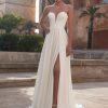 Standesamt Brautkleid in A-Linie mit Herzausschnitt und Schlitz, aus Chiffon, trägerlos
