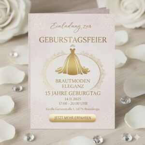 einladung zur 15 Geburtstagsfeier von Brautmoden Eleganz in Brandenburg an der Havel